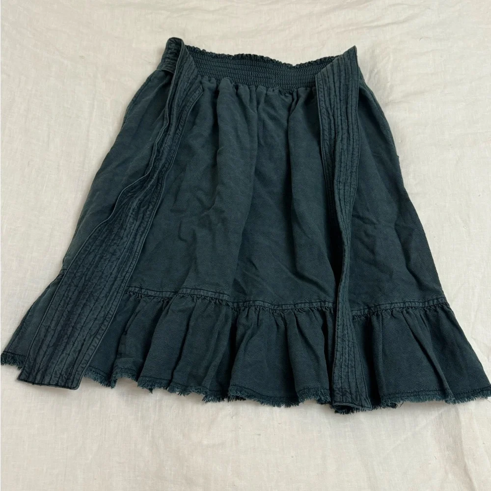 ANTHROPOLOGIE Pilcro Amora Ruffled Mini Skirt In Teal Blue Size XS Beach Coast - Picture 14 of 16